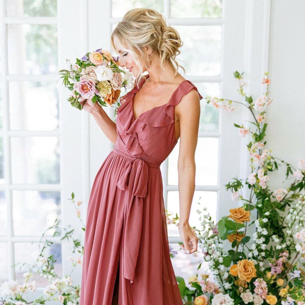 Revelry Valerie Chiffon Faux Wrap Dress *Color: SAGE*
